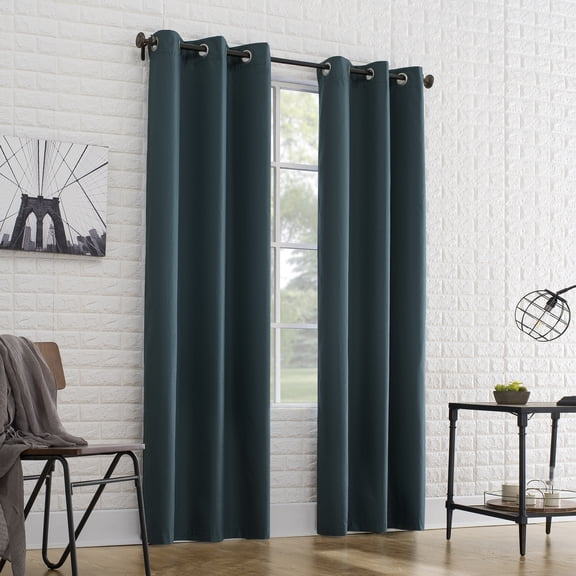 Sun Zero 2-Pack Arlo Textured Thermal Insulated Grommet Curtain Panel Pair, 40" x 95", Teal