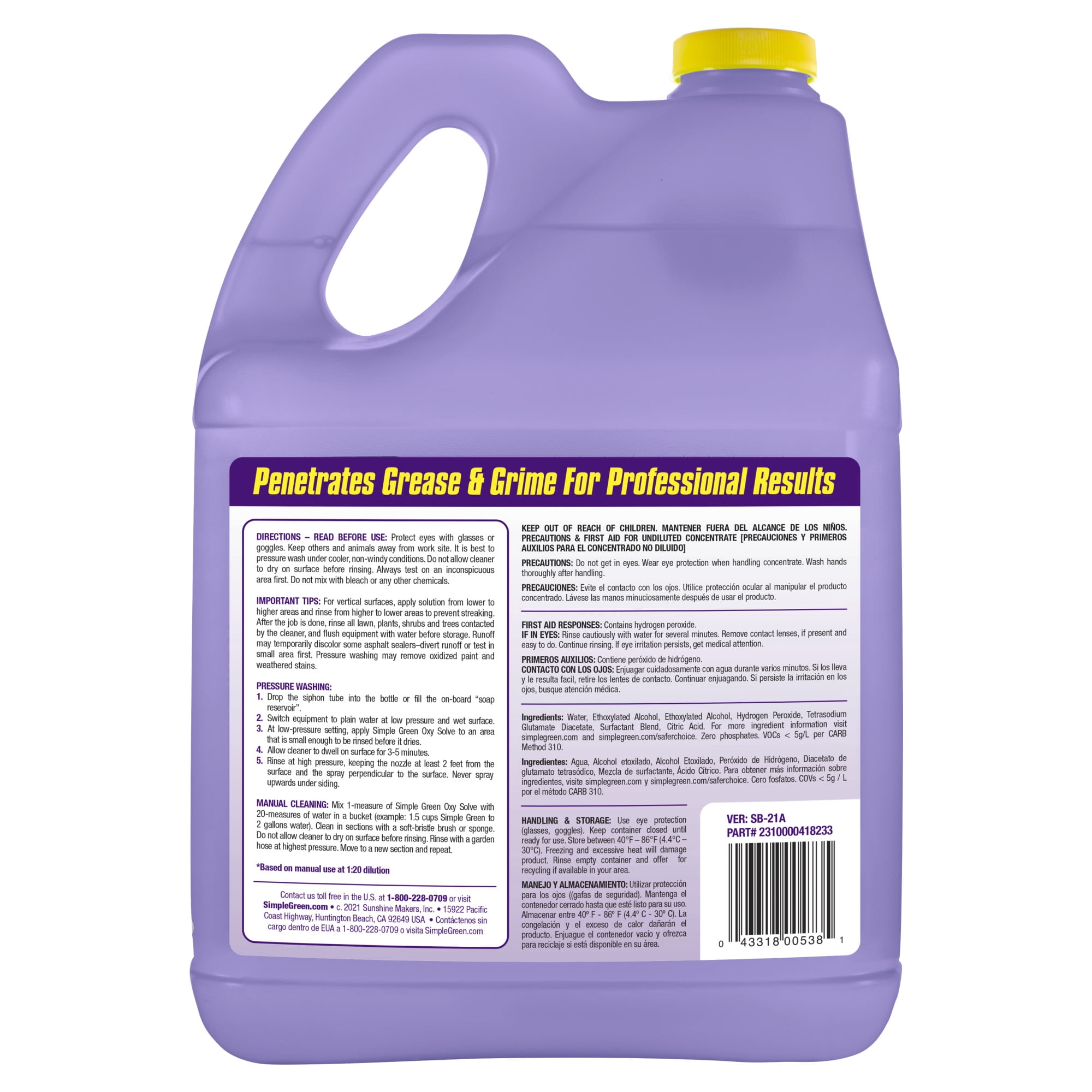 Simple Green Oxy Solve Concrete and Driveway Pressure Washer Concentrate 1 Gallon