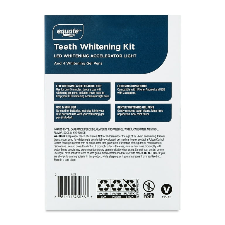 Equate Professional Teeth Whitening Kit with 4 Gel Pens and 1 LED