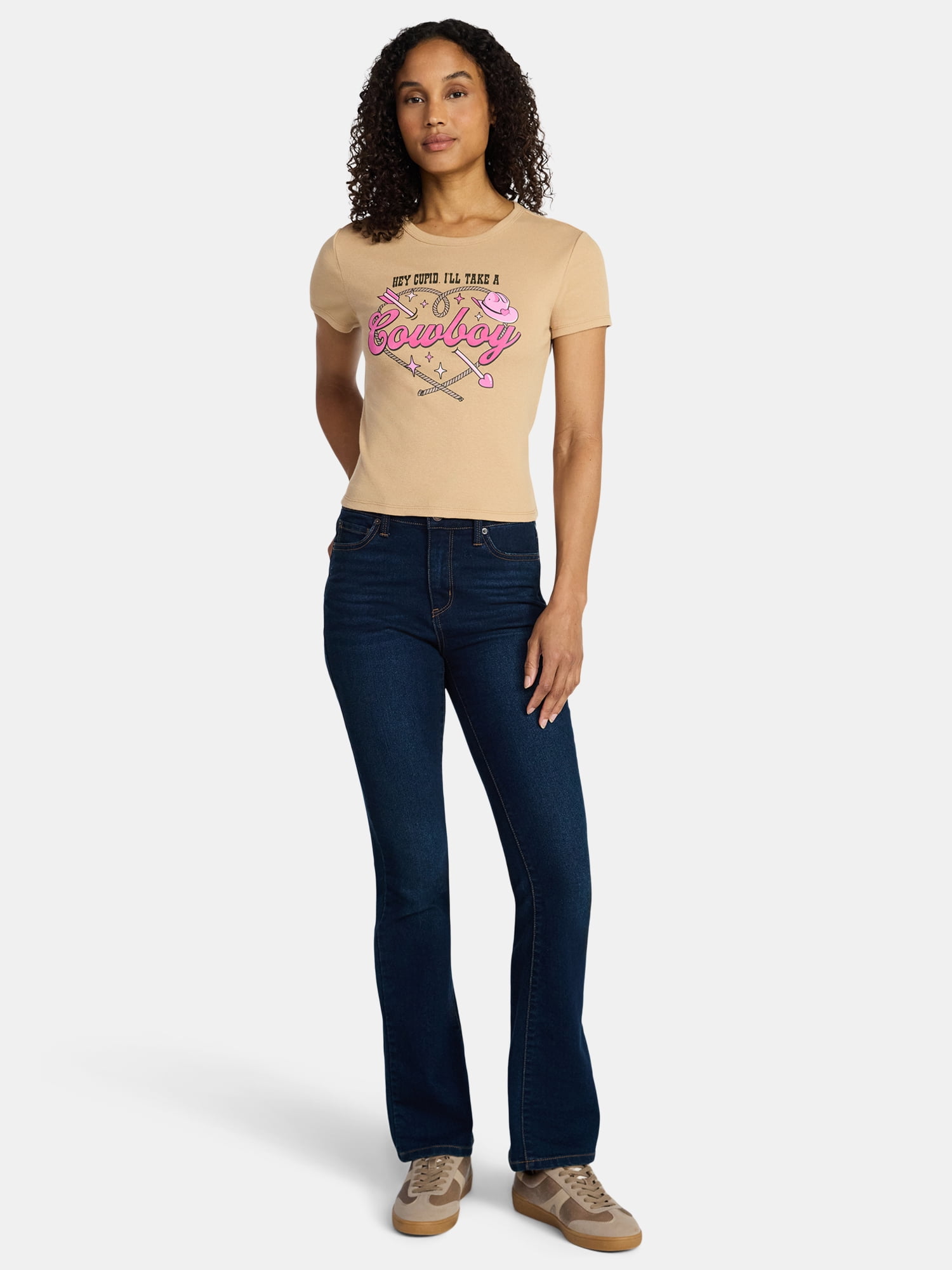 Valentine's Day Women’s Hey Cupid Cowboy Graphic Tee, Sizes XXS-XXL