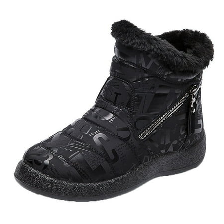 

Rdeuod Snow Boots for Women Winter Printing Keep Warm Ankle Boots Plus Velvet Boot Flat Snow Boots