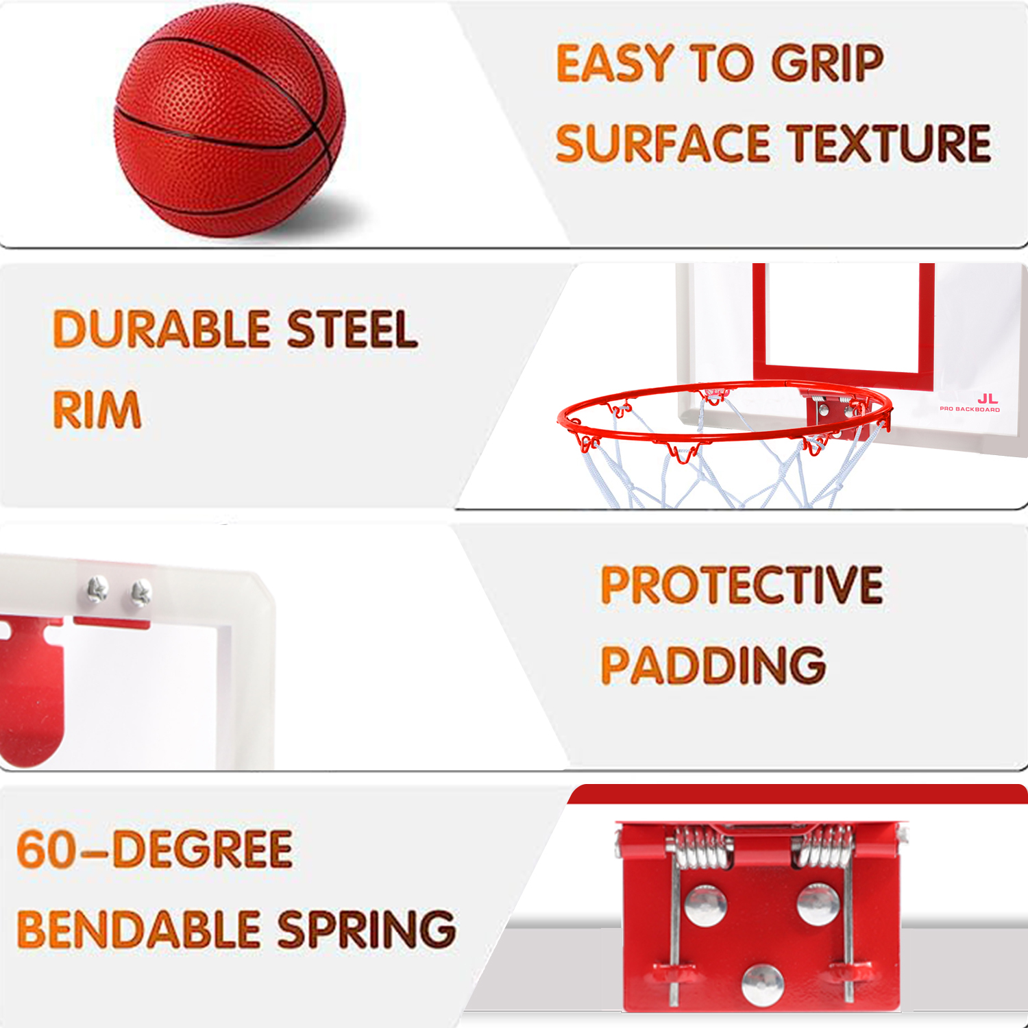 Indoor Mini Basketball Hoop - Over Door Hoop With Unbreakable Backboard For Kids & Office