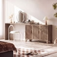 thumbnail image 5 of Furnibear 47" Fluted Buffet Cabinet with Storage Accent Sideboard, Modern Credenza with 3 Doors, Wood Coffee Bar Table Console for Dining Room Kitchen Living Room Entryway, Walnut Brown, 5 of 9