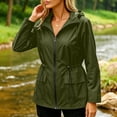 thumbnail image 4 of Annhoo Windbreakers Jackets for Women Mock Collar Full Zip Cinched Drawstring Waist Cargo Pocket Hiking Coat, 4 of 6
