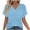 ி353-Blue, variant on Women's Textured Solid V-Neck Fashion Loose Comfort Short Sleeve T-Shirt Top - Relaxed Knit Tee with Raised Detail for Everyday Style