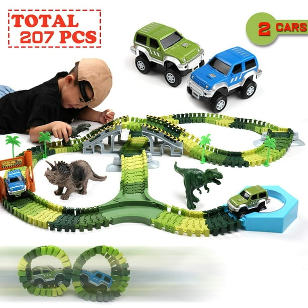 Klobroz Dinosaur Toys-207 Pieces Dinosaur Track Set-Best Gifts for 3 4 ...