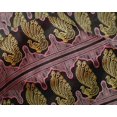 thumbnail image 4 of oneOone Silk Tabby Fabric Peacock Block Printed Fabric 1 Yard 42 Inch Wide, 4 of 4