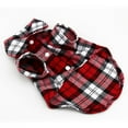 thumbnail image 2 of Nueva camiseta a cuadros para cachorro de perro pequeño, abrigo con solapa, chaqueta para gato, ropa de disfraz, rojo M, 2 of 12