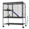 thumbnail image 5 of KFFKFF 36" Mobile Ferret Metal Enclosure, Spacious 2-Level Animal Cage with Wheels, Small Animal Critter House Habitat with Ramps & Tray, for Hamsters, Guinea Pigs, Chinchillas, Squirrels, Hedgehogs, 5 of 9