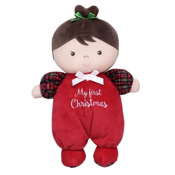 Muñeco de peluche con mi primer bordado navideño Julie (rojo 9 pulgadas)