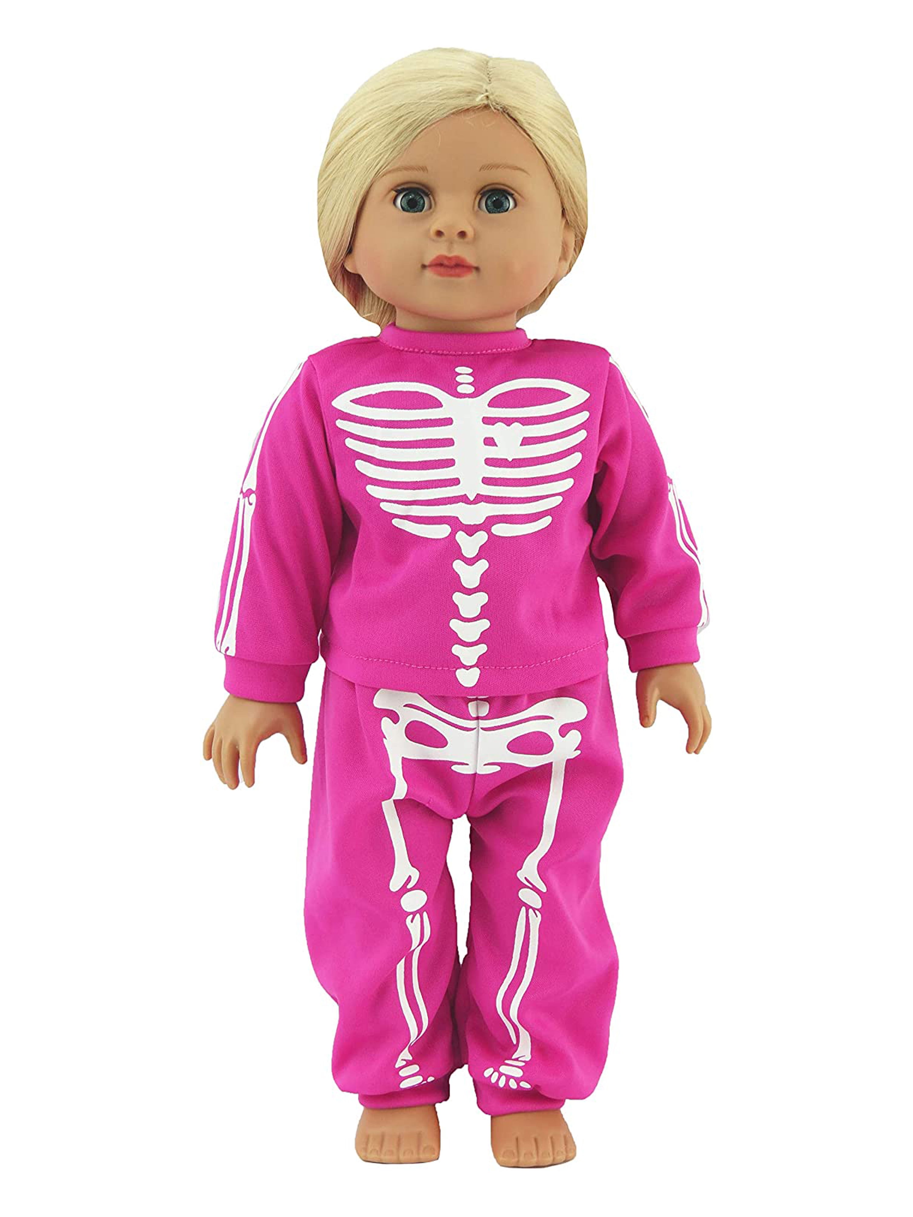 Hot Pink Skeleton Halloween Pajamas For 18 Inch Doll