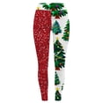 thumbnail image 3 of MKLEKYY Leggings de compresión para mujer Leggings para mujer Leggings de entrenamiento Pantalones con estampado navideño de bloques de color Leggings suaves y elásticos 2092, 3 of 3