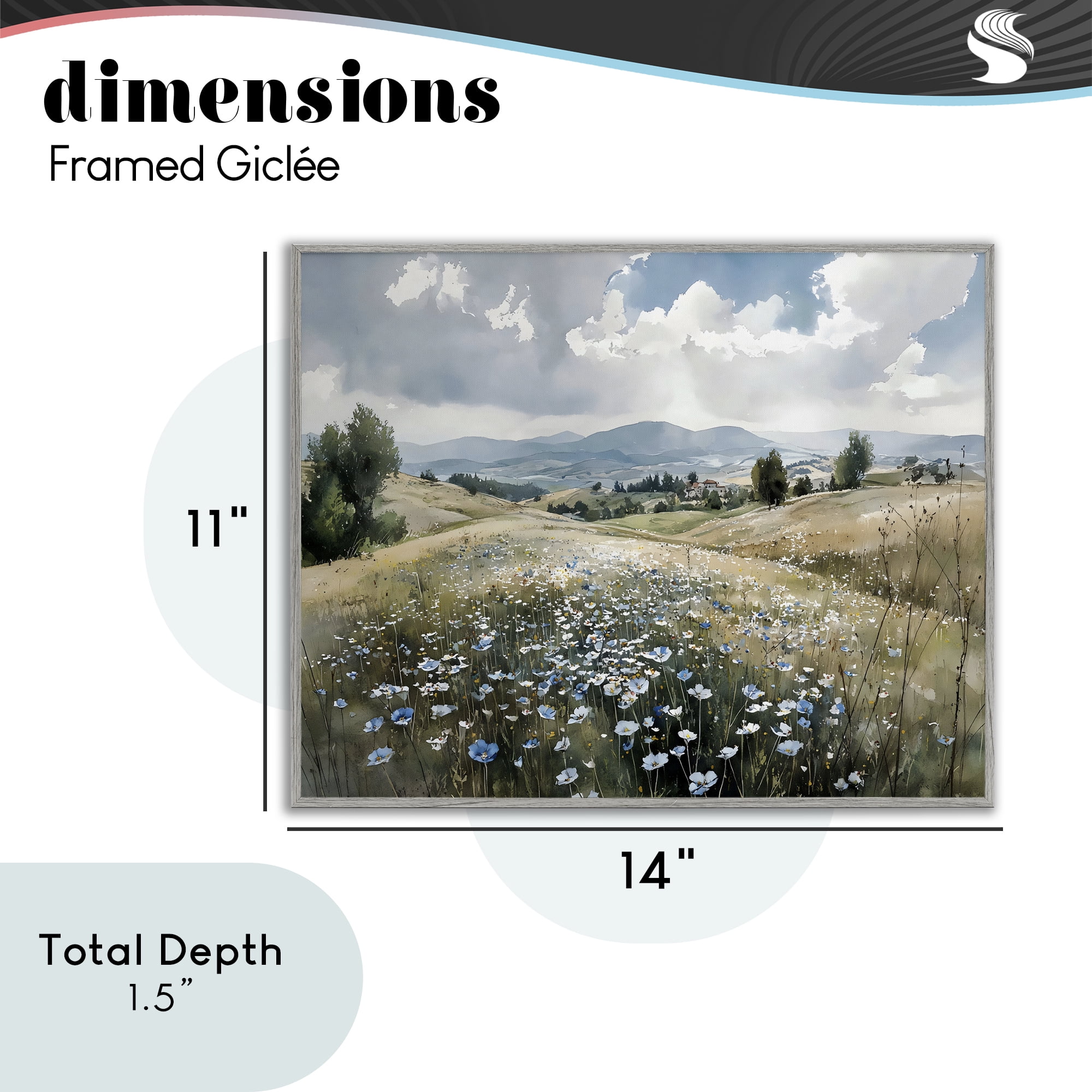 Stupell Industries Poppy Blues Across Meadow Gray Framed Giclee Art, design by Franklyn Gregory