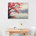 thumbnail image 2 of ONETECH Handmade Traditional Chinese Painting Pink Plum Blossom Canvas Wall Art Modern Black and White Landscape Artwork, 2 of 4