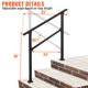 thumbnail image 3 of QinaQin Pasamanos de aleación de aluminio para escalones exteriores, barandal metálico para porch o deck de 2 a 3 escalones, incluye kit de montaje para concreto, 3 of 6