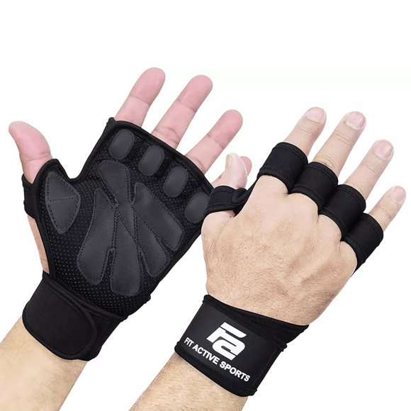 Guantes de levantamiento de pesas Fit Active Sports Ventilados Black S