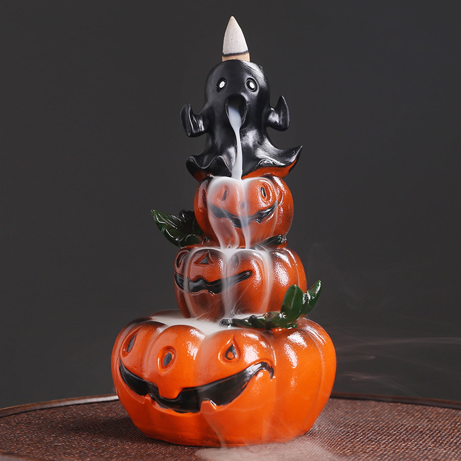 Travelwant Halloween Incense Waterfall Burner Pumpkin Resin Incense