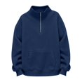 thumbnail image 4 of Abcomgle Girls Half Zip Sweatshirt 7-8 Oversized Long Sleeve Pullover for Kids Cute Fashion Fleece Girls Half Zip Sweater with Pockets, 4 of 6
