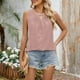 thumbnail image 3 of Camiseta sin mangas de color liso con cuello redondo y pliegues de encaje para mujer - Detalles femeninos, lavable a máquina, tallas S-XXL, contorno de pecho 93-119 cm, 3 of 8