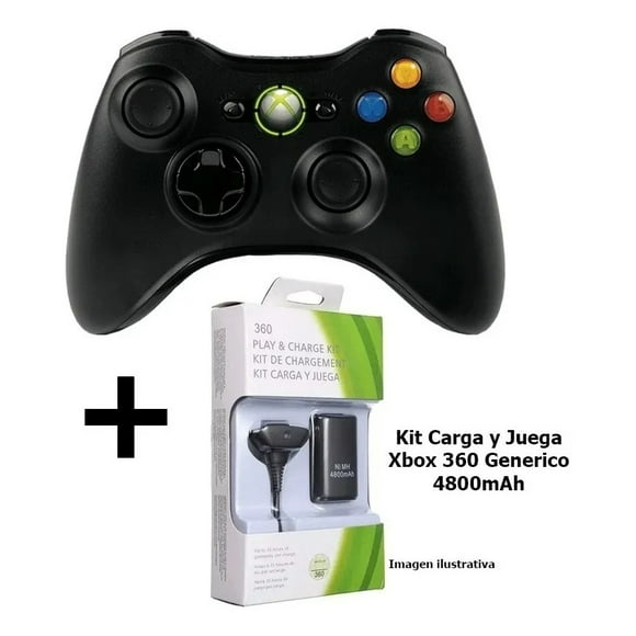 Control Inalámbrico Xbox 360 + Carga Y Juega