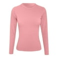 thumbnail image 3 of DuoJiaJ Womens Long Sleeve Stretch Crewneck Ribbed T Shirt Fitted Casual Basic Tops Linen Tops for Women Pink L, 3 of 3