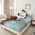 thumbnail image 4 of jejeloiu Splash Ink Bed Sheets,Black Gray Blue King Sheets For Girls Kids 4pcs, 4 of 7