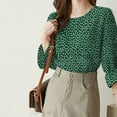 thumbnail image 5 of ZANZEA Women 3/4 Sleeve O-Neck Printed Office Casual Korean Blouses, 5 of 7
