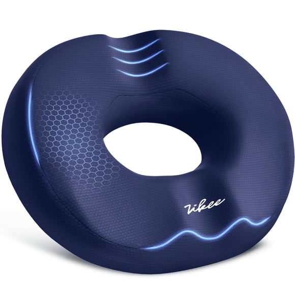 Almohada con forma de rosquilla ZIKEE, espuma viscoelástica doble en forma de U, 45 x 35 x 7 cm