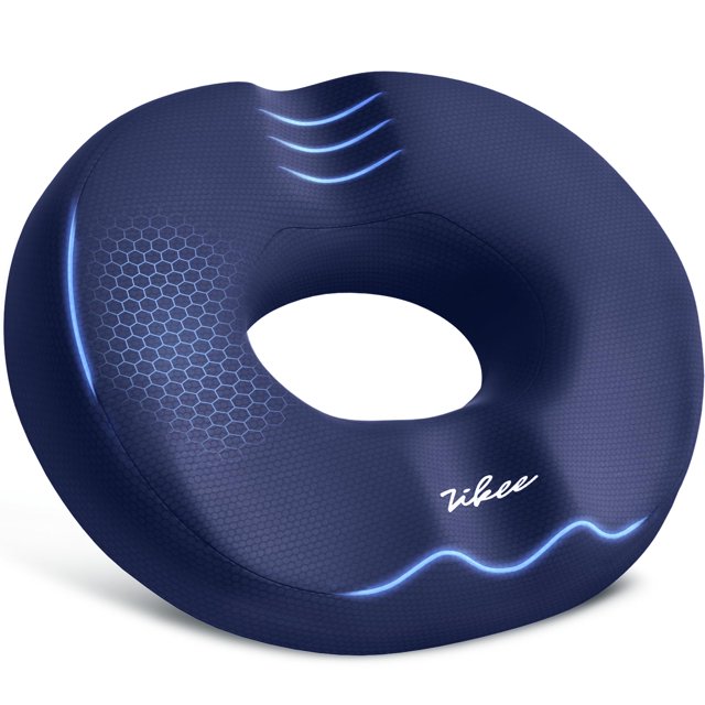 Almohada con forma de rosquilla ZIKEE, espuma viscoelástica doble en forma de U, 45 x 35 x 7 cm