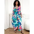 thumbnail image 3 of Edolynsa Womens Floral Kaftan Dress Plus Size Caftan Loungewear Bathing Suit Cover up Maxi Beach Dress Older Women Summer Dress, 3 of 10