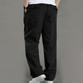 thumbnail image 3 of DDAPJ pyju Mens Cotton Cargo Pants Clearance Sales, Solid Straight Leg Casual Work Trousers Elastic Waist Running Athletic Pants Outdoor Lightweight Tactical Pants with Multi Pockets Black 5XL, 3 of 5