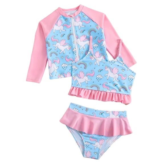 Zshosam Girls Tankini Swimsuits Infant Girl Bikini Set Baby Vest Bathing Suit Toddler Girls 3 Piece Swimwear Beach Outfits Size 4T 5T,(Pink 4-5 Years)