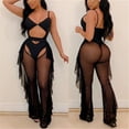 thumbnail image 2 of Fashionista Splicing Mesh Pant Solid Color Lady Sexy Set Piece Swimsuit, 2 of 2