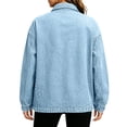 thumbnail image 5 of SAWOBUUN Denim Jackets for Women Half Zip Long Sleeve Pullover Top Oversized Jean Jacket with Pocket, 5 of 8