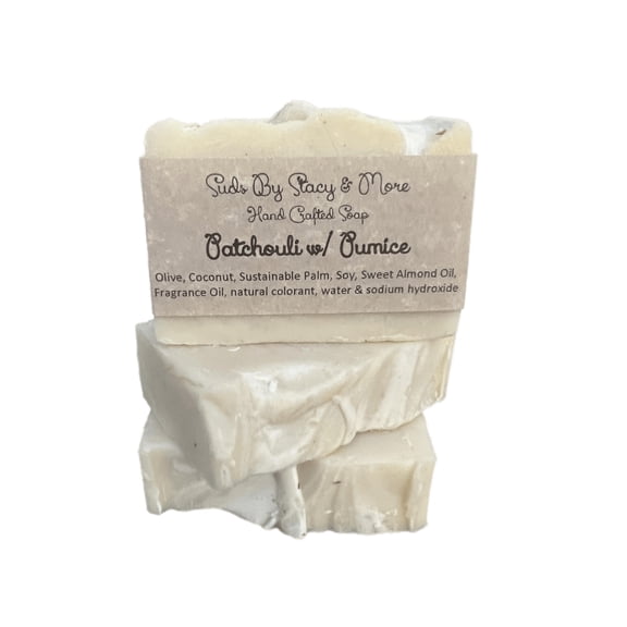 Patchouli w/ Pumice - Three Pack of Handmade Face and Body Soap Bars 4.8 - 5 ounce