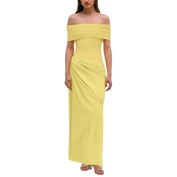 Vestido informal transparente de un solo hombro para mujer - Dos piezas, primavera/verano, S-L