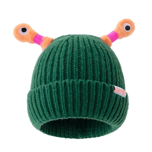 Sonducket Bonito gorro de punto oscuro que brilla, fibras acrílicas duraderas y cómodo de llevar, gorro de pequeño monstruo brillante Sombreros verde oscuro