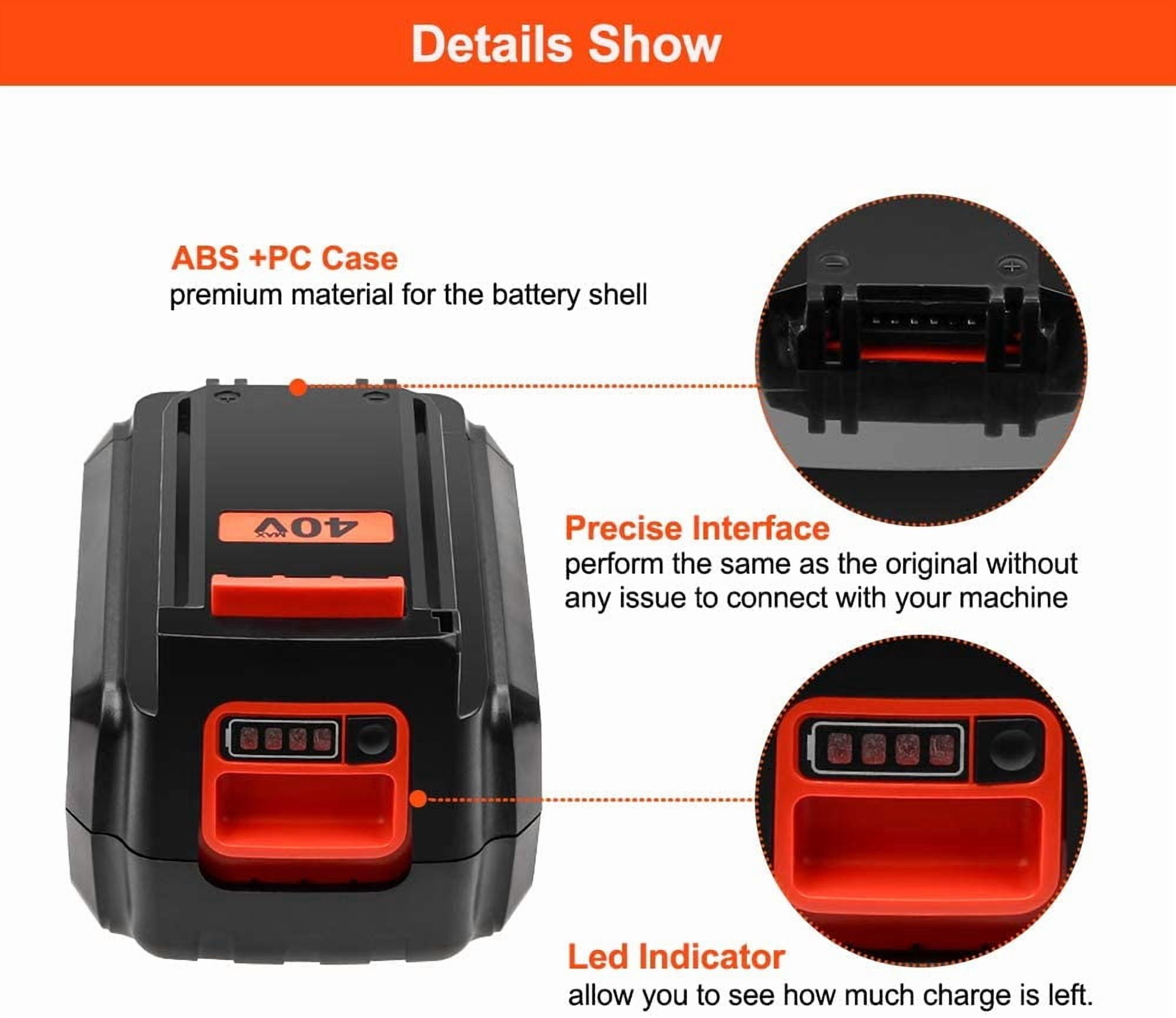 2Pack 40 Volt MAX 3.6Ah Lithium ion Replacement Battery Compatible with Black and Decker 40V Battery LBX2040 LBXR36 LBXR2036 LST540 LCS1240 LBX1540 LST136W 40V Cordless Power Tools