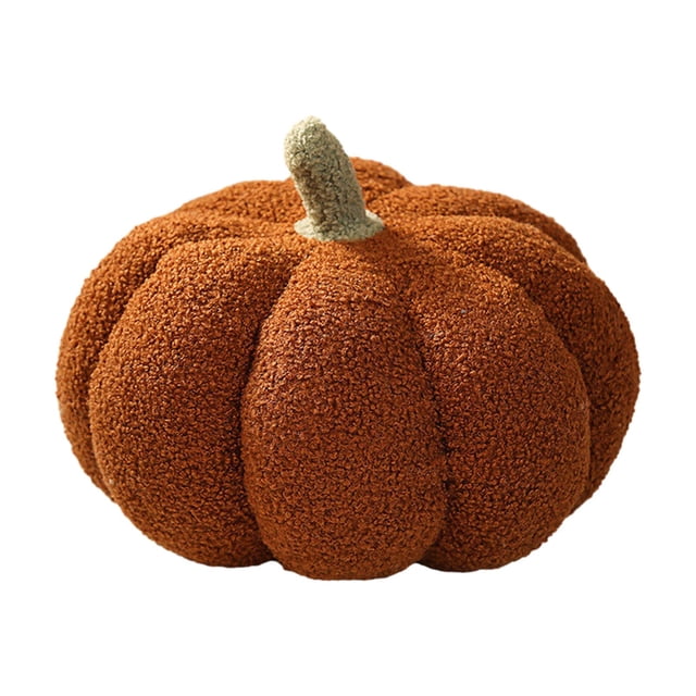 Almohadas de calabaza de Halloween, lindo cojín en forma de 3D, decoración del hogar de Halloween, juguetes de peluche, almohada rellena para sala de Marrón