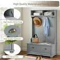 thumbnail image 5 of DEALTOPS Classic Hall Tree with Bench and Open Shelves, Entryway Coat Racks with Cabinets, Gray, 5 of 8