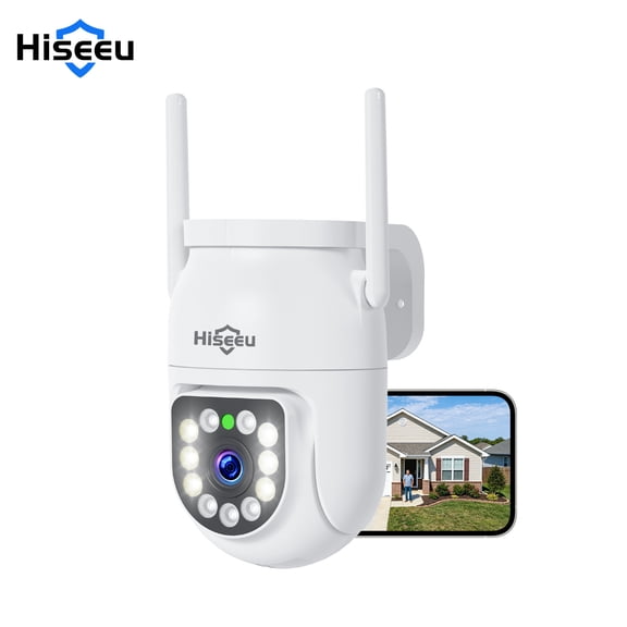 Hiseeu 2K 3MP PTZ WiFi Security Camera with Spotlight, 360°View Auto Tracking,Color Night Vision, Waterproof, 2-Way Audio,SD & Cloud Storage 5G&2.4G Wifi