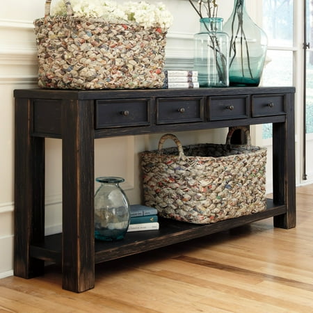Signature Design By Ashley Gavelston Rectangular Black Sofa Table
