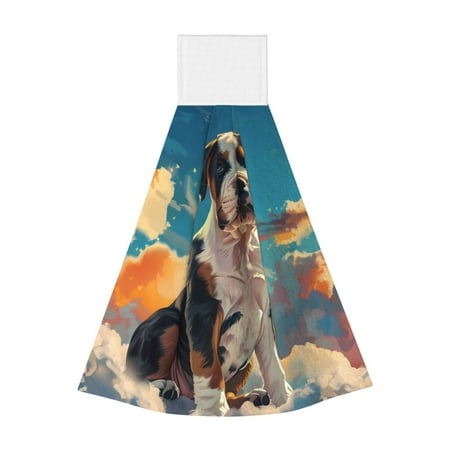 

Sikiie Colorful Sky Puppy Hand Towel with Loop Hanging Towel Absorbent Tie Towels for Kitchen Tea Bar Bathroom Decor