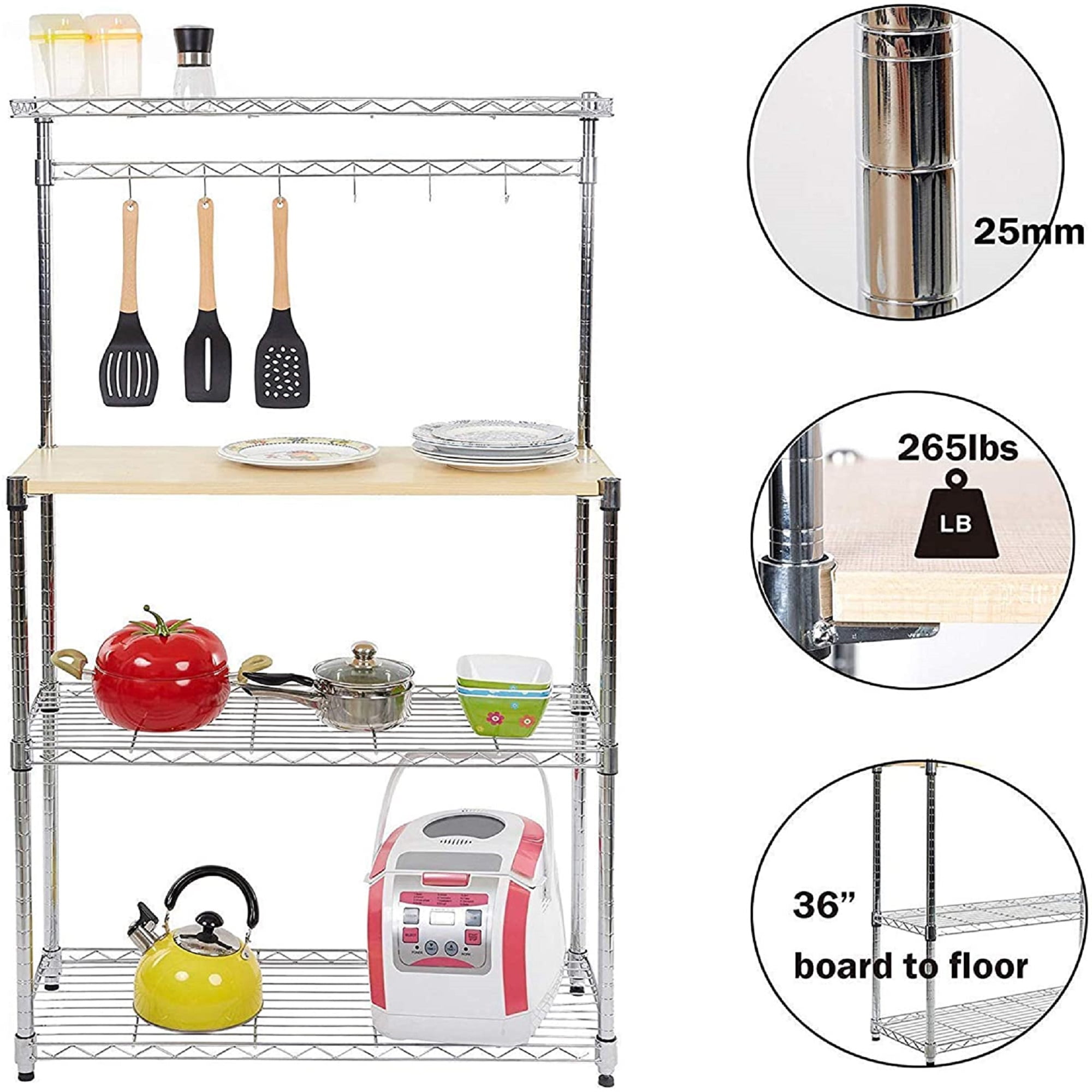 KARMAS PRODUCT Kitchen Bakers Rack Adjustable 4Tire Wire Storage Shelf Microwave Oven Stand