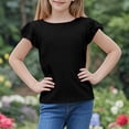 thumbnail image 5 of CYRBOKO T-shirts for Girls, Casual Comfy 2025 Flutter&nbsp;Sleeve Summer Tops Black Size 13-14 T, 5 of 9