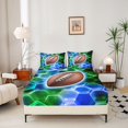 thumbnail image 2 of Manfei Boys Sports Fitted Sheet Full, Football Game Bed Set, Green Blue Brown 3-Piece, 1 Fitted Sheet and 2 Pillowcases, 2 of 6