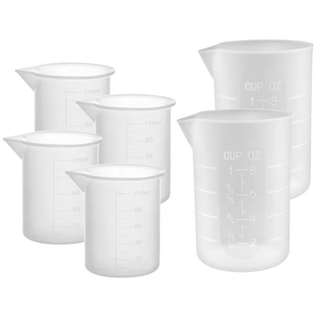

6Pcs Silicone Measuring Cup Set Crystal Epoxy Mold DIY Tool Making 100Ml/250Ml Measuring Cup with Scale