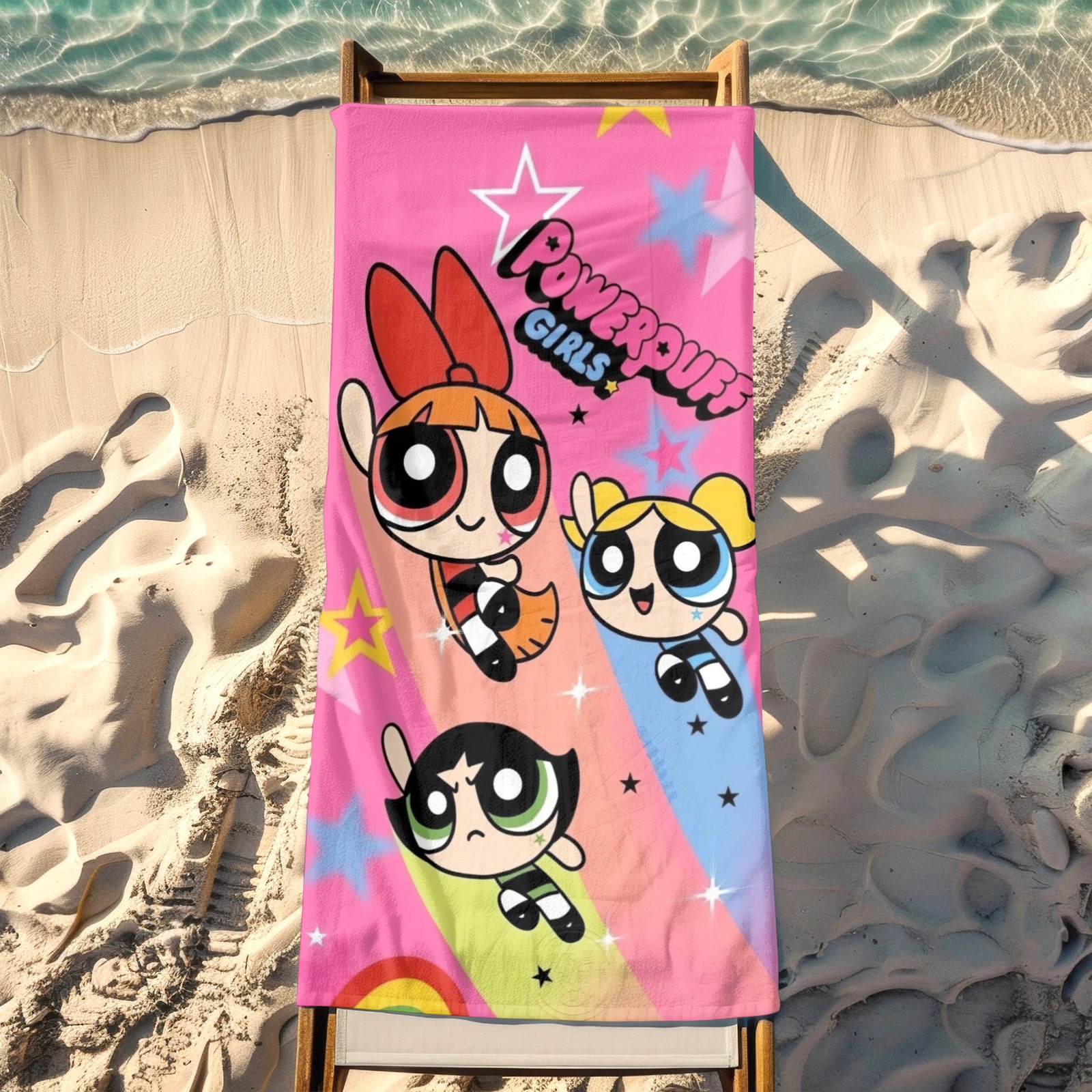 Powerpuff Girls Gifts Beach Towel for Women Girl Birthday Inspired Fan Bath Outdoor Music Lover