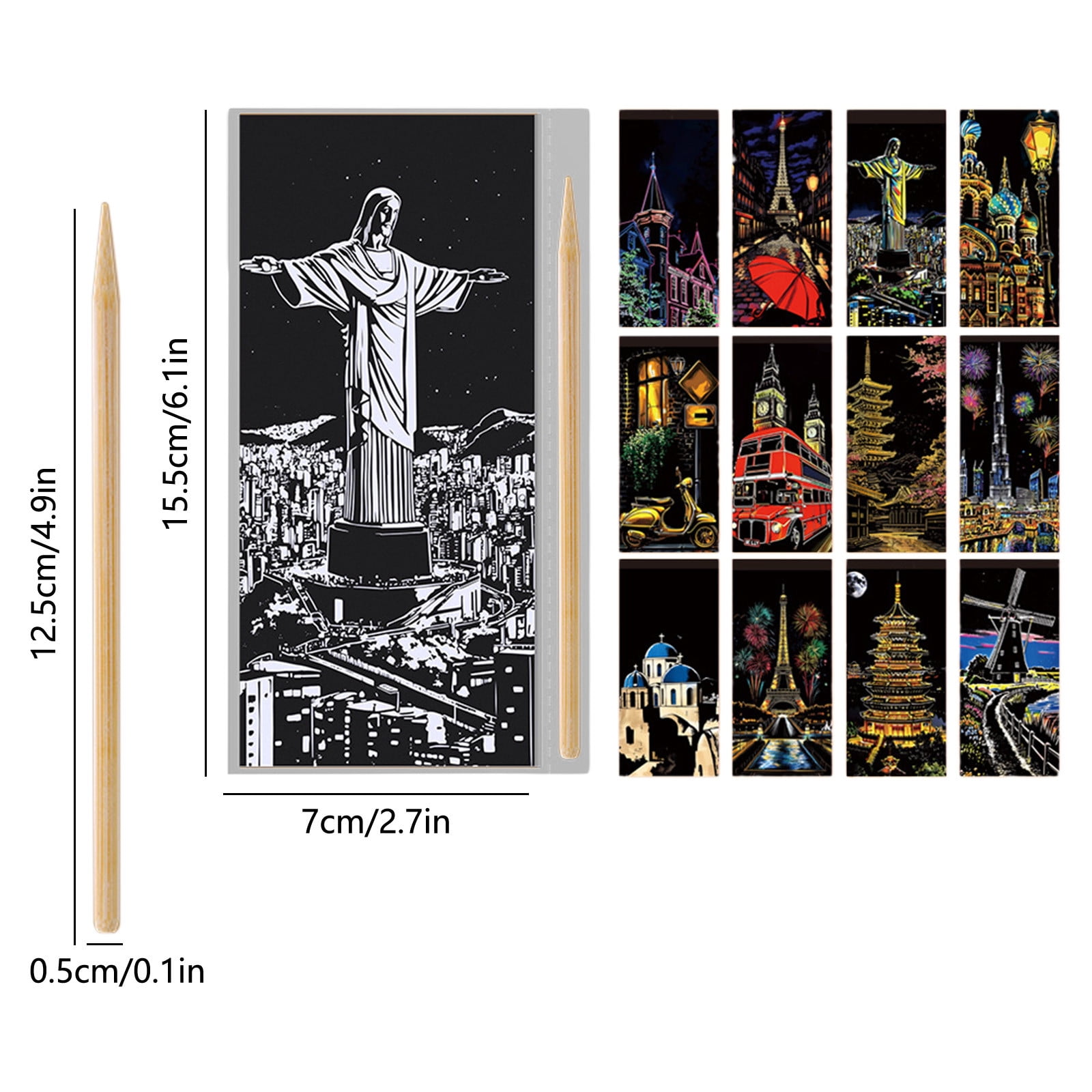 YiJuHui 12pcs Scratch Art for Adults -Glow in The Dark Scratch Painting Craft Kit (12 Sheets) Foil art Foil Engraving Art Set Stress Relief Gift for Craft Lovers Creative Scratch Art Home Decor
