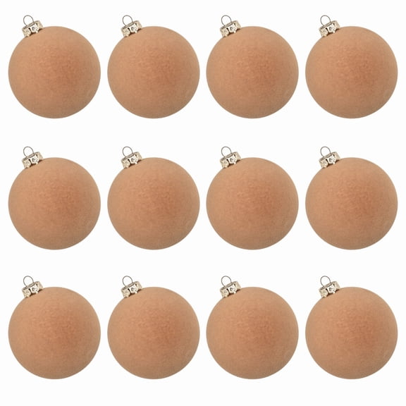 Christmas Tree Ornaments Velvet Balls 12Pcs Flocked Hanging Decorations Shatterproof Retro Bulbs Set for Xmas Tree Wreath Garland Holiday Party Home Decor Winter Festive Supplies 2.36Inch
